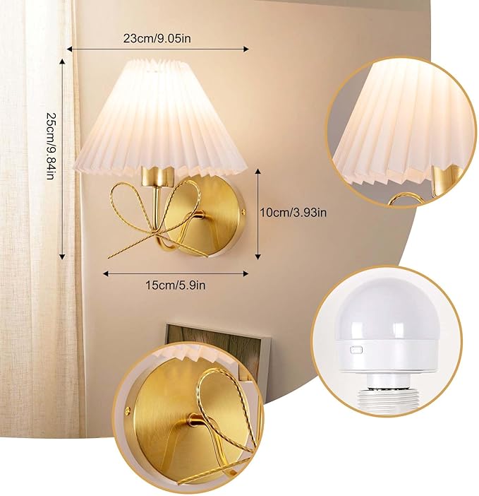 ADISUN Modern Wall Sconce Set of Two, Battery Operated Wall Sconce Remote Control Dimmable Wall Lamp Wireless Sconces for Living Room Bathroom Dining Room Corridor Staircase