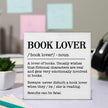 Book Lover Decor Rustic Book Lover Definition Wooden Sign Decorations Home Book Room Library Desk Table Shelf 5×5 Inches, Book Lover Gifts for Women Men Girls Boys