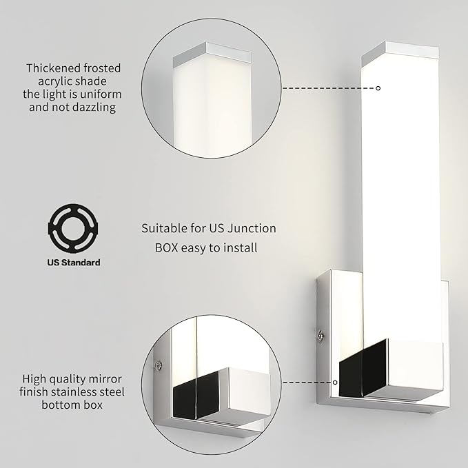 Chrome Wall Lights for Bedroom Modern Indoor LED Hallway Sconces Corner Light 12