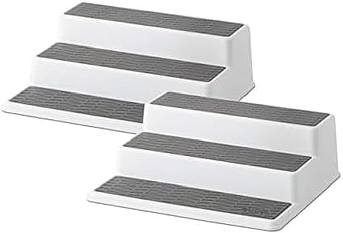 Copco Grey 2 Non-Skid 3-Tier Spice Rack Organizer for Pantry, 2-Pack, 10-Inch