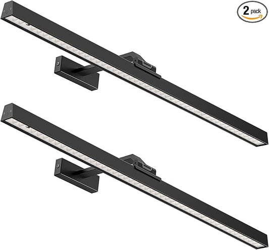 Picture Lights for Wall, Battery Operated Picture Light 24in Gallery Light for Paintings CCT Dimmable Recharging Battery Wall Light with Remote Control for Living Room Gallery Dartboard 2PCS