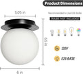 Modern Glass Globe Wall Sconce: Black Single Light with Milk Glass Shade - Minimalist Spherical Vanity Sconces Over Mirror - Contemporary Ball Wall Lights Fixtures for Entryway Bedside Bulb Excluded