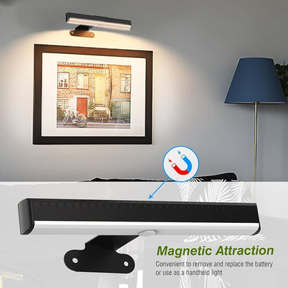 4Pack Wireless Picture Light with Remote,Battery Operated Wall Sconces for Wall Decor,3 Color Timer&Dimmable Paintings Light LED Art Display Lamp Picture Frame Light for Artwork Posters Gallery-Black