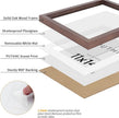 puthiac 11x14 Solid Oak Wood Picture Frame, Fits 8x10 with Mat or 11x14 Without Mat, Wall Display Only, Vertical or Horizontal, Plexi Front, 3 Pack, Walnut
