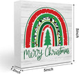 Merry Christmas Decor Christmas Teacher Sign Xmas Tree Rainbow Decor Decorations for Home Office Desk Table Cubicle Shelf Teachers Gift for Women Teacher 5 x 5 inch
