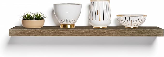 Lewis Hyman, InPlace Shelving, Floating Shelf with Invisible Brackets, 10.2" D x 35.4" W x 2" H, Rustic Wood, 9602048E
