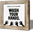 Funny Halloween Decors for Bathroom, Zombies Sign, Funny Remind Signs for Restroom Decor, Farmhouse Home Decor, Shelf Decoration, Washroom Decors, Wash Your Hands Sign 5.9x5.9 inches