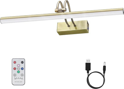 Picture Light, Picture Lights for Wall Cordless,16" Picture Lights with Timer and Dimmable,Battery Wall Lights for Display Gallery Painting Art Frame Portrait-AB