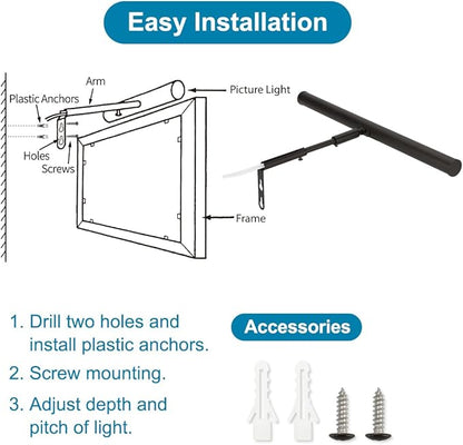 LED Picture Lights for Paintings Plug in, 14 Inch 4W Adjustable Art Light Gallery Wall Light for Display Art Work, Oil Rubbed Bronze Finish, CRI90+, 3000K Warm White, ETL Listed