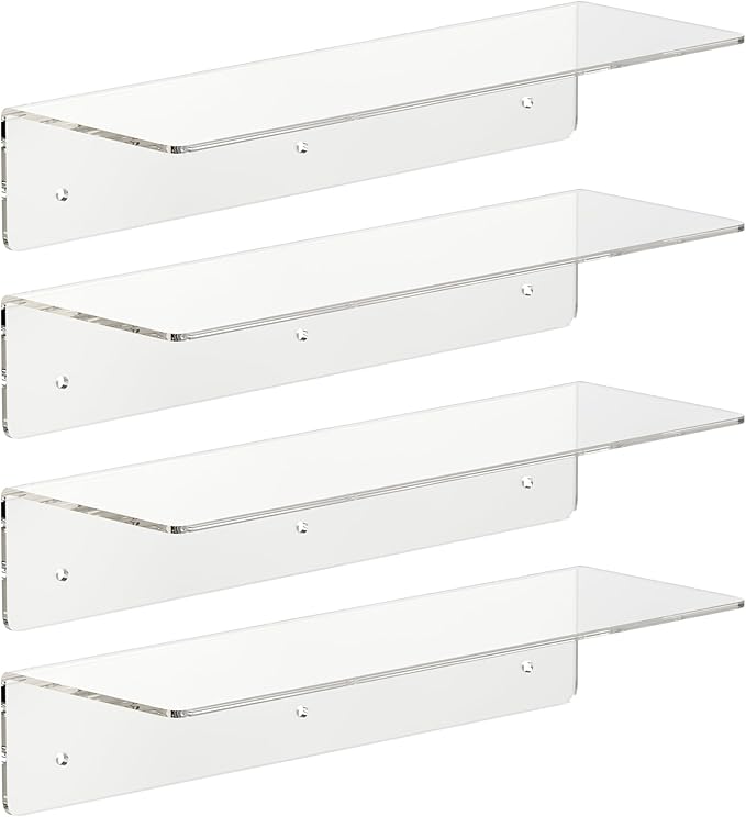 HANGE 4-Pack Clear Acrylic Floating Shelves, 12