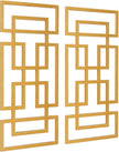 2 Piece Gold Rectangular Wall Mirrors, 15.7×7 Inch Geometric Wooden Frame Acrylic Wall-Mounted Modern Mirror Decor for Bathroom Bedroom Living Room Office Farmhouse Home Decorations