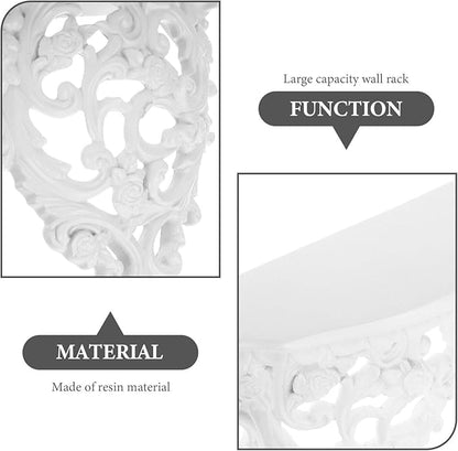 Alipis Retro Carved Wall Decoration Floating Shelf 8.07X7.48X4.05In Resin Wall-Mounted Organizer Rack for Bathroom Bedroom Kitchen Storage and Display