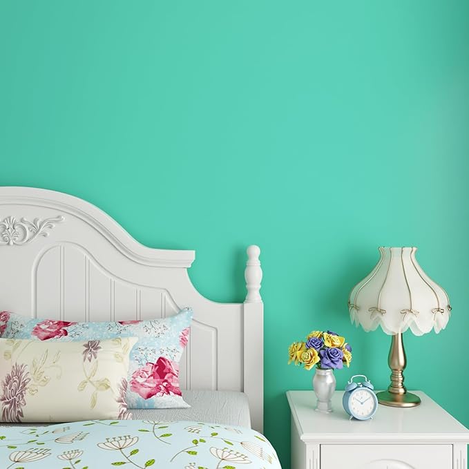Livelynine Turquoise Wallpaper Peel and Stick Solid Color Wall Paper Aqua Green Contact Paper for Cabinets Kitchen Wallpaper Waterproof Desk Vinyl Wrap Self Adhesive Tiffany Blue Removable 15.8x78.8