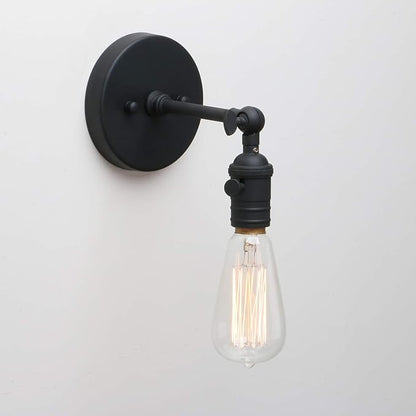 PERMO Vintage Industrial Pole Wall Mount Mini Single Sconce Metal Wall Sconces Fixture (Matte Black)