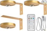 L LOHAS LED Gold Wireless Picture Lights for Wall, 3 Pack Magnetic Rechargeable 1200mAh Battery Operated Picture Light with Remote & Timer, Dimmable 3CCT Art Light for Paintings, Frames, Gallery