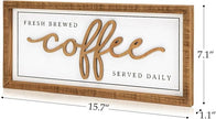 NIKKY HOME Farmhouse Coffee Signs For Bar, Vintage Wood Coffee Station Decorations For Home Counter And Kitchen, Rustic Wood Framed Hanging Wall Plaque 16x7 Inch