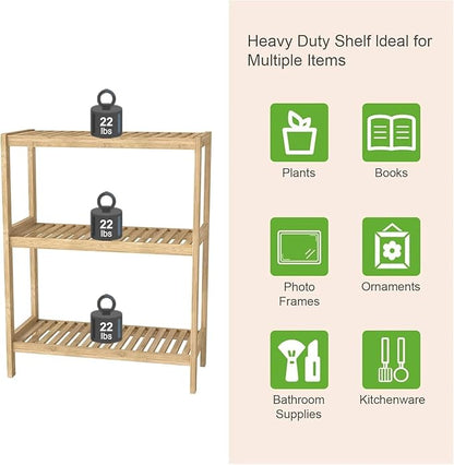 Bamboo Shelf Bathroom 3-Tier Storage Shelves Stand Rack Multifunctional Shelving for Bedroom Kitchen Living Room