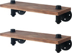 HouseAid Industrial Pipe Floating Shelves, Rustic Farmhouse Pipe Shelf for Living Room, Bedroom, Bathroom and Kitchen, Wall Mounted, Matte Black (2 Pack)