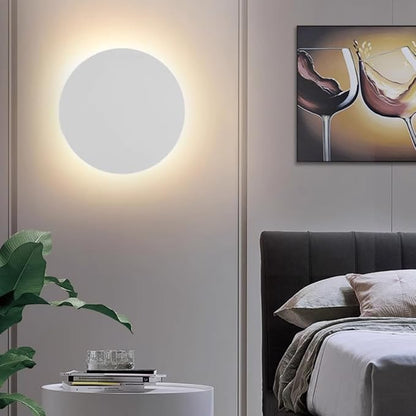 White Modern Wall Sconce OTTOSON Round Disc Sconces Wall Lighting Metal Circular Stairwell Lighting 3000K Warm LED Wall Lights for Living Room Bedroom Stairway - 12"