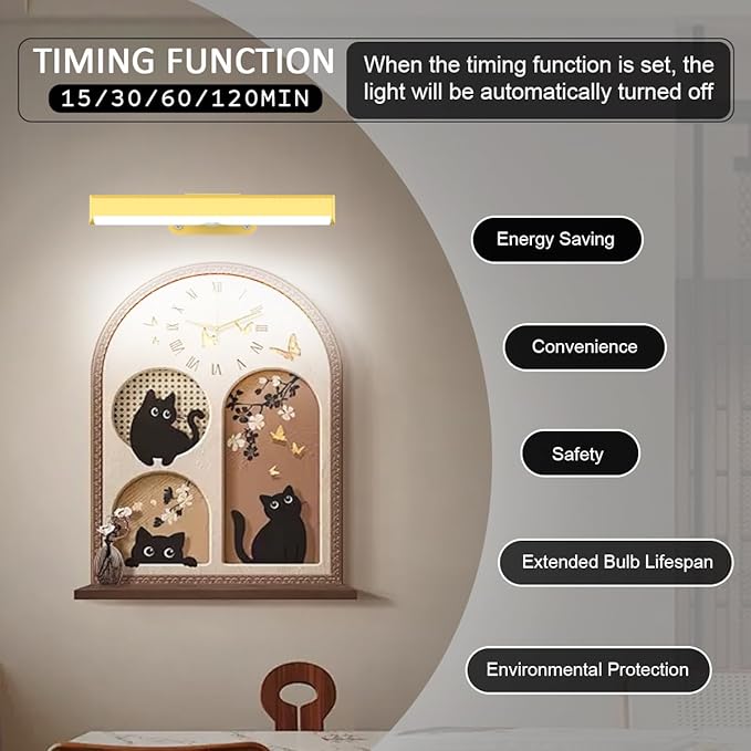 2Pack Wireless Picture Light with Remote,Battery Operated Wall Sconces for Wall Decor,3 Color Timer&Dimmable Paintings Light LED Art Display Lamp Picture Frame Light for Artwork Posters Gallery-Gold