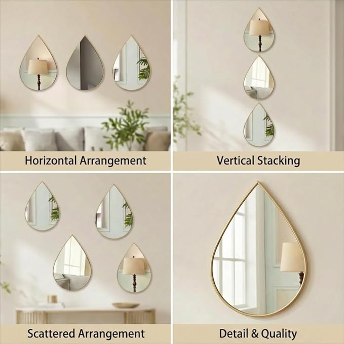 DECANIT Decorative Wall Mirrors Set of 3,Gold Accent Hanging Mirrors for Living Room, Bedroom & Entryway – Modern Farmhouse & Boho Home Decor