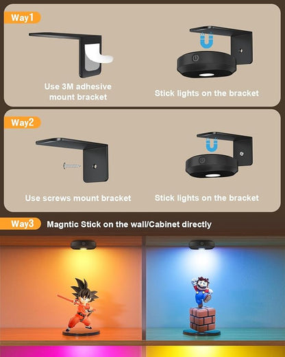 WILLED RGB Lights,Poster Lights,Battery Operated Rechargeable Picture Light,Puck Light with Remote,9 RGB Colors,Dimmable&Timer,Art Gallery Lighting,Display Lighting for Paintings Wireless
