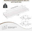 RICHFOCUS Floating Shelves for Wall, 24 inch Solid Wood Picture Ledge Shelf for Wall Storage, Nursery Book Shelves with Lip for Living Room Bathroom Bedroom Kitchen, Set of 2, Washed White