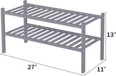 2 Tier Bamboo Shoe Rack for Closet Free Standing Wood Shoe Shelf for Entryway Small Space Stackable 27