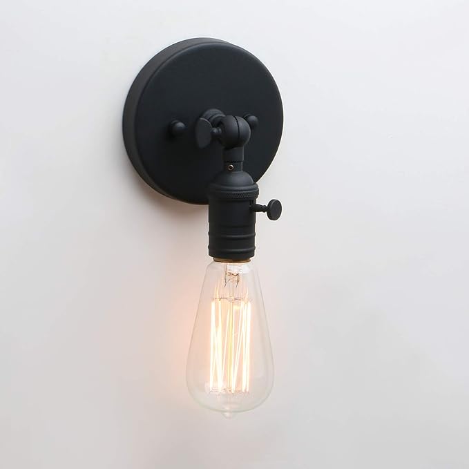 PERMO Minimalist Single Sconces Socket 1- Light Wall Sconce Lighting with On/Off Switch (Matte Black)