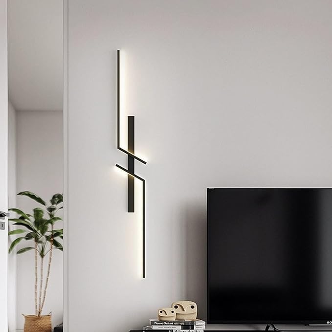 Modern LED Wall Lights, 3 Color Temperature Minimalist Wall Sconce Lighting, Wall Light Fixtures Sconce for Bathroom Bedroom Living Room Black (100cm)