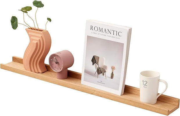 Oak Floating Shelves 36 Inch Wall Shelves for Decor and Storage, 4 Inch Deep Natural Solid Wood Shelf, Picture Ledge Shelf for Bedroom Bathroom Living Room KitchenLaundry Room