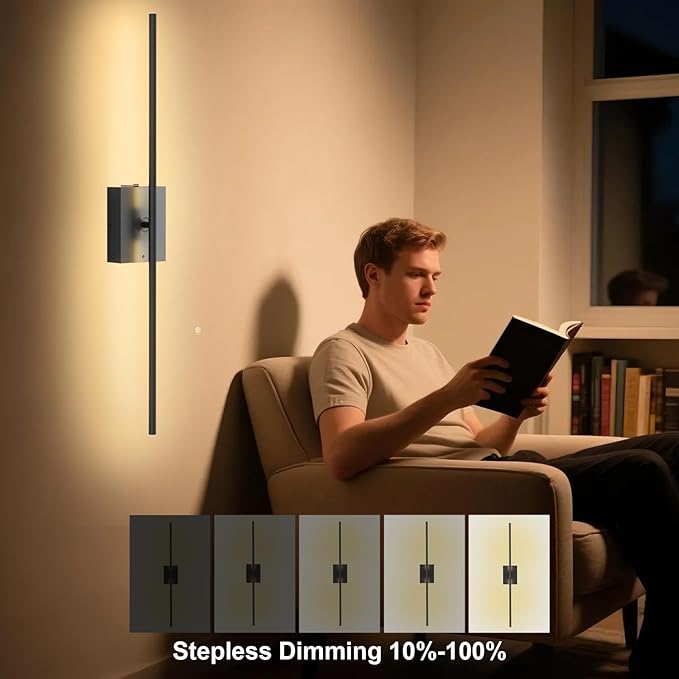 Battery Operated Wall Sconces, Wall Lights For Living Room, Powered Wireless Modern Rechargeable Sconce Wall Decor Set Of 2 Battery Operated Wall Light No Wiring Stick Renter Friendly, 2 Pack
