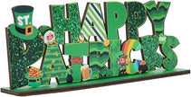 St Patricks Day Decor for Table Happy St Patrick's Day Decoration Wooden Centerpieces Rustic Farmhouse Sign for Tabletop Home Shelf Office St Patricks Day Party Decoration Green