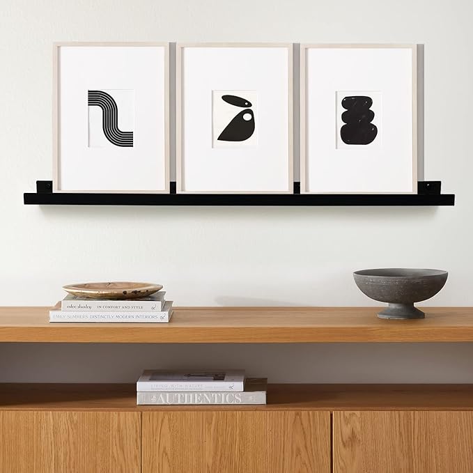 Mitus Floating Display Shelf - Wall Mounted - Modern Industrial Metal Channel Ledge Black, 36 inch