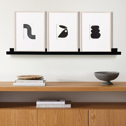 Mitus Floating Display Shelf - Wall Mounted - Modern Industrial Metal Channel Ledge Black, 36 inch