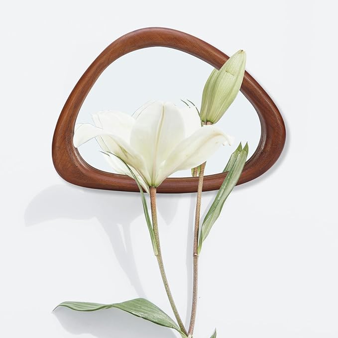 MAGFLERUM Irregular Wall Mirror, 15 * 10 inch Asymmetrical Wood Mirrors, Small Wall Mirror, Hanging Vertically and Horizontally. Mirrors for Wall Decor (Black Walnut)