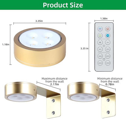 4 Pack Wireless Picture Lights for Wall, Magnetic Gold Rechargeable Picture Light Battery Operated with Remote 3 Lighting Modes Painting Light for Art Display, Battery Wall Lights for Photo Gallery