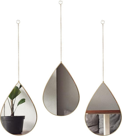 DECANIT Decorative Wall Mirrors Set of 3,Gold Accent Hanging Mirrors for Living Room, Bedroom & Entryway – Modern Farmhouse & Boho Home Decor