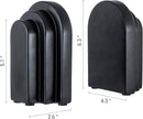 MyGift Black Concrete Bookends Decorative Arch Design, Book Ends for Heavy Books, Book Stopper for Shelves, Minimalist Home and Office Organizer, Modern Art Decor, 1 Pair