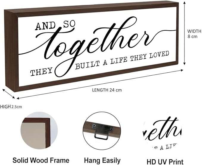 Together They Built A Life They Loved Sign Sign, Modern Farmhouse Home Decors, Living Room Decoration for Shelves, Family Room Decors, Master Bedroom Decor, Desk Decor Art, Housewarming Gift