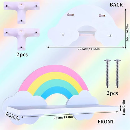 Rainbow Shelves Cloud Wall Shelf for Room Wooden Cloud Shelf Nursery Cloud Decor Floating Cloud Shelf for Bathroom Living Room Bedroom Home Room Nursery
