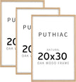 puthiac 20x30 Solid Oak Wood Picture Frame, 20 x 30 Poster Frames for Wall, Vertical or Horizontal, Plexi Front, 3 Pack, Natural Oak