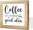 Coffee Wood Decor Coffee Is Always A Good Idea Square Rustic Coffees Decoration Funny Kitchen Wall Art Gift For Cafe Lover Handmade Wood Coffees Decor For Home Office Kitchen Decoration 5.9x5.9 Inch