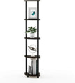 Furinno TURN-N-TUBE Corner Shelf, 5-Tier Corner Bookshelf, Open Storage Shelves, for Organization and Storage, Living Room, Home Office, Garage, Bedroom, Dark Brown Grain