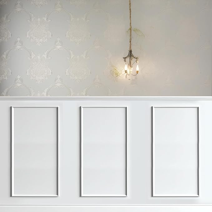 3 Set Accent Wall Molding Kit Peel and Stick Wainscoting Panels Board and Batten Wall Panel Kit White Pre Cut Chair Rail Moulding for Walls Picture Frame