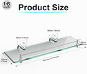 Glass Bathroom Shelves,Chrome Polished Floating Shelves for Wall Rectangular Modern Stainless Steel Glass Shelf for Bathroom Shelves Wall Mounted 16 Inch