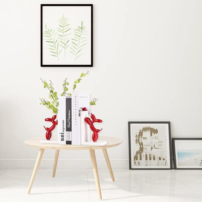 Cute Balloon Dog Bookends - Animal Book Stoppers for Kids' Books, Unique Home Office Decor