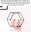 Wall Mounted Hexagonal Floating Shelves Black Set of 3 in Different Sizes, Modern Metal Wall Shelf, Simple Wood Partition Storage Shelves, Wall Decor Rack for Bedroom, Living Room, Kitchen and Office