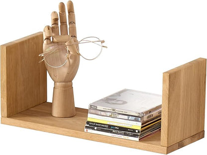 HOMWOO Floating Shelf, FAS Grade Oak Solid Wood Floating Bookshelf U Shape Floating Wall Shelves for Bedroom,Living Room,Bathroom,Office,Kitchen 1 Pcs-(Natural,16inches)