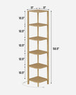 TUTOTAK Corner Shelf with LED Light, 6-Tier Corner Bookshelf for Small Space, Narrow Display Corner Shelf Stand with Storage Rack, for Living Room, Bedroom, Natural BS08BN006L